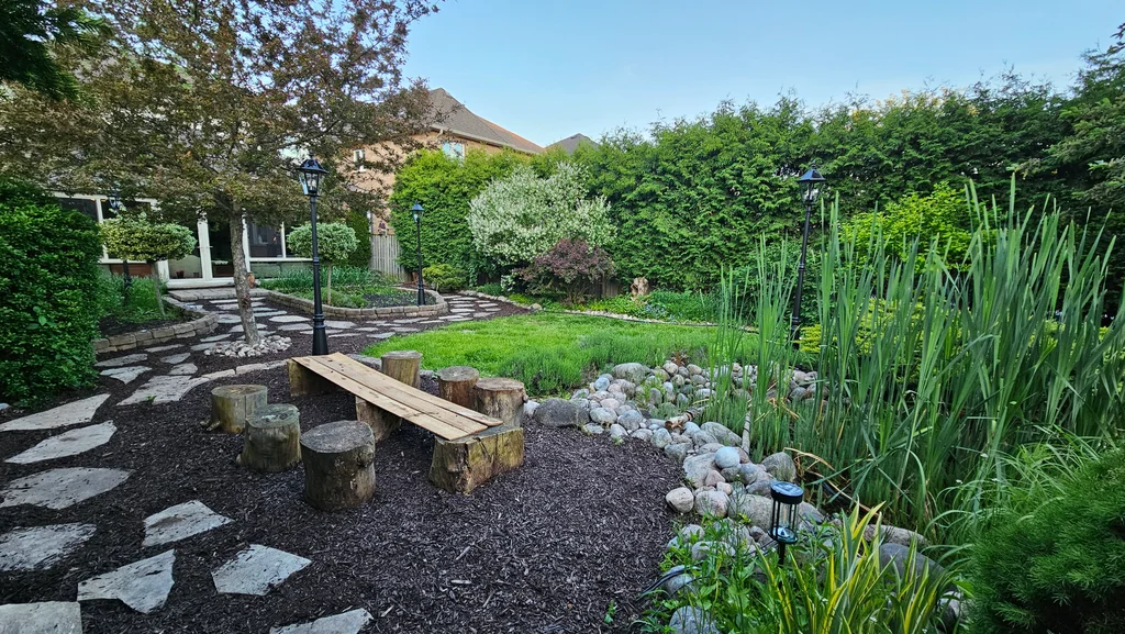 The garden property in the afternoon sun