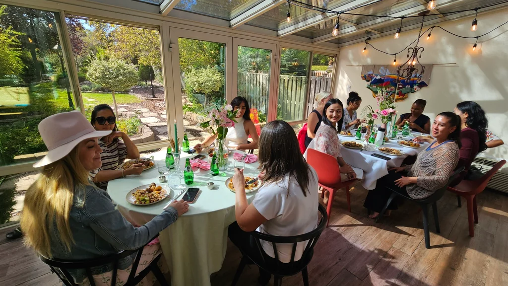Lunch together in the sunroom